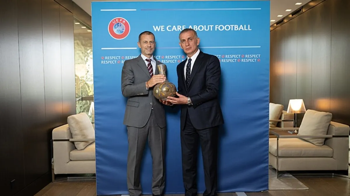 TFF Başkanı İbrahim Hacıosmanoğlu, UEFA Başkanı Ceferin ile bir araya geldi